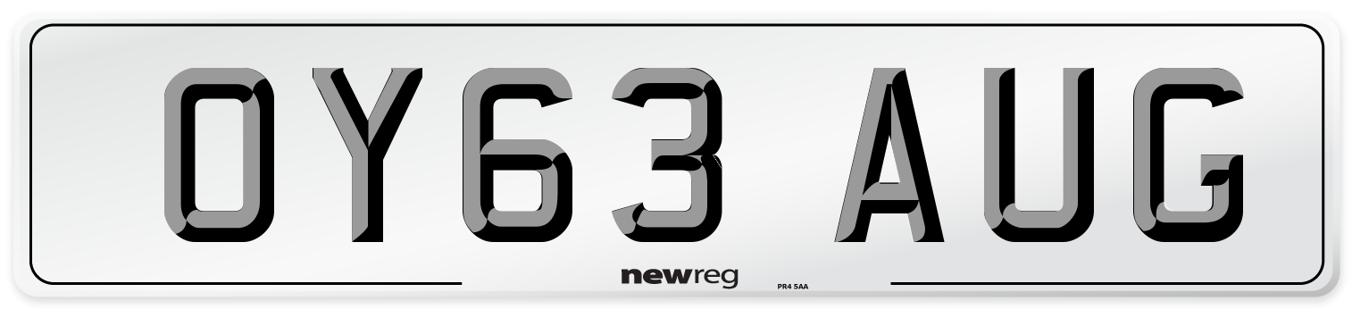 OY63 AUG Number Plate from New Reg
